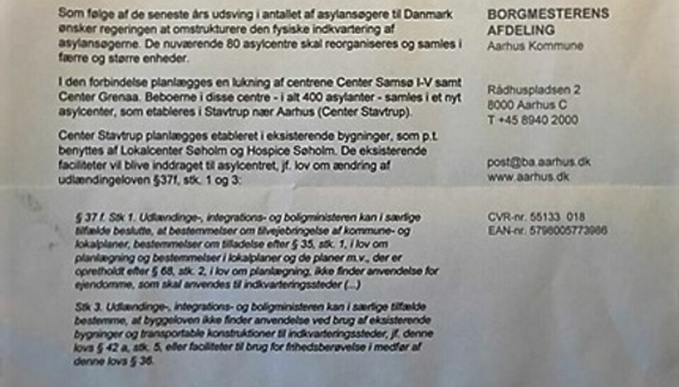 Falsk brev om asylcenter sendt til beboere