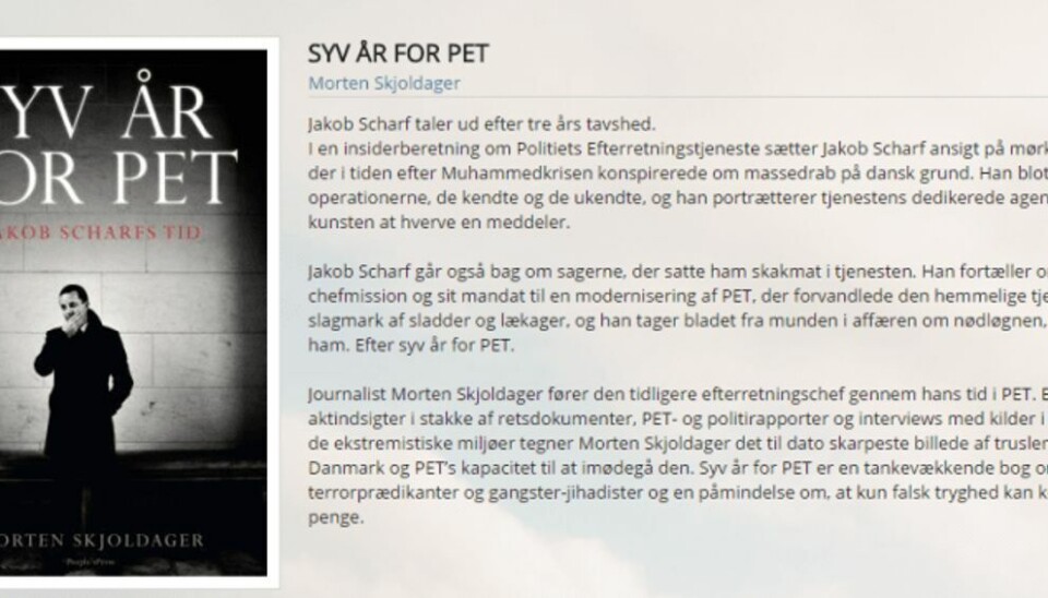 Foromtalen af bogen, der fik PET til at søge om fogedforbud. Foto: Fra hjemmeside/People’s Press. Foromtalen af bogen, der fik PET til at søge om fogedforbud. Foto: Fra hjemmeside/People’s Press.