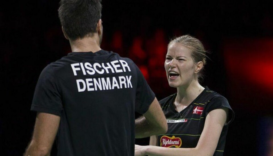 Forrygende dansk mixeddouble vinder Denmark Open Christinna Pedersen og Joachim Fischer kunne juble efter finalesejr på 21-16, 22-20 over de unge kinesere Zheng Siwei og Chen Qingchen. Foto: Frank Cilius/Scanpix.
