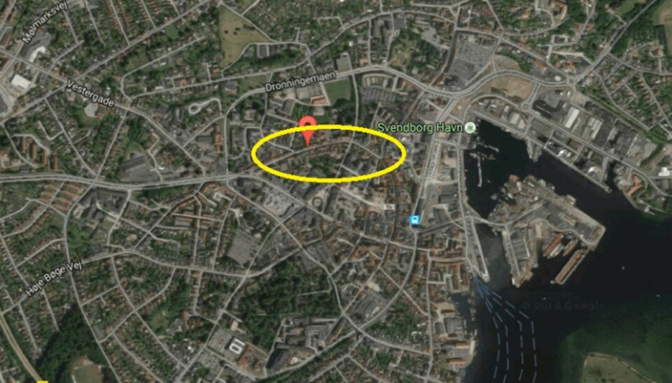 En 62-årig kvinde er død efter en brand i en lejlighed i Bagergade i Svendborg. Foto: Google Maps.