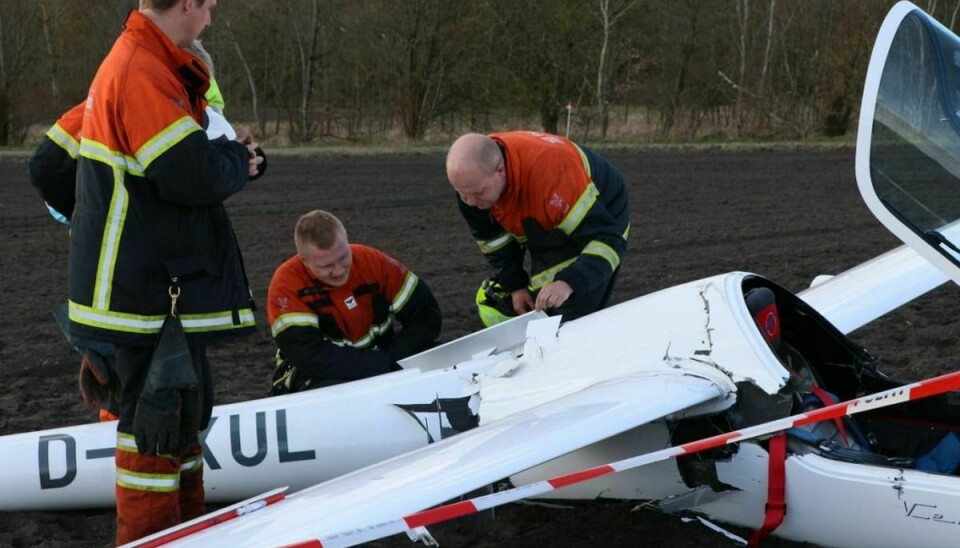 Også et svævefly er styrtet ned fredag. Foto: Øxenholt Foto