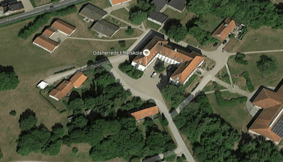 Det er her på Odsherreds Efterskole overgrebet på den 16-årige pige angiveligt er fundet sted. Foto: Google Maps.