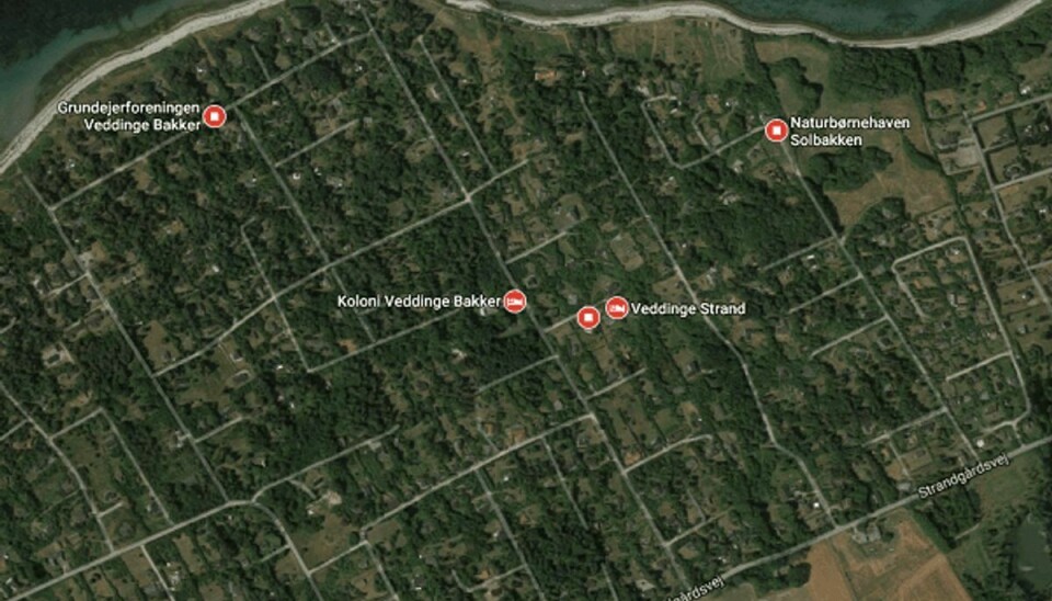 Det var i dette sommerhusområde i Veddinge Bakker i Odsherred, hvor manden blev fundet skudt. Foto: Google Maps.