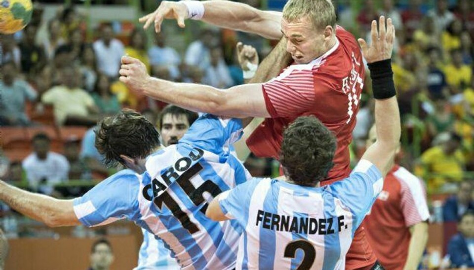 Danmark og Argentina mødtes også i åbningskampen ved OL i Rio, hvor Danmark vandt med 25-19. Foto: Jens Nørgaard Larsen/Scanpix