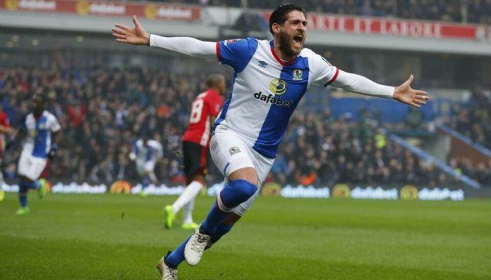 Den tidligere Swansea-angriber Danny Graham bragte Blackburn foran 1-0 mod Manchester United i FA Cup-kampen på Ewood Park. Siden tog Zlatan Ibrahimovic scenen. Foto: Phil Noble/Reuters