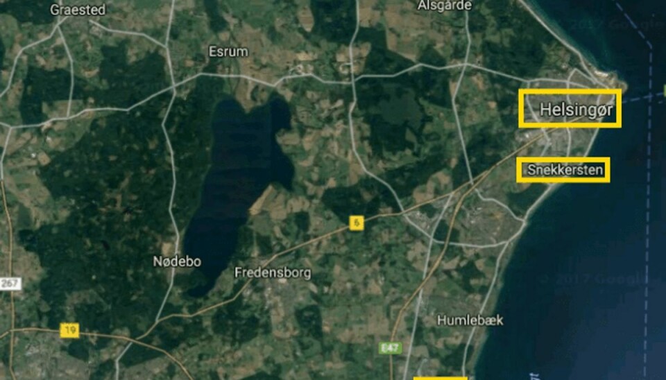 Politiets arbejde spærrede for togtrafikken Et sted i denne del af landet arbejder politiet på DSB’s område. Foto: Google Maps.