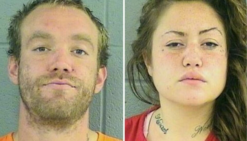 Cecil Thomas Rice (venstre) skubbede en mand ud fra en bro, fordi han havde fornærmet hans kæreste Heather Joy Meeker (højre).Foto: Flathead County Jail