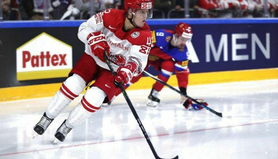 Mikkel Aagaard en af danmarks bedste. (Ishockey VM 2017. Danmark mod Rusland spillet i LANXESS arena den 11. maj 2017) Foto: Jan Korsgaard