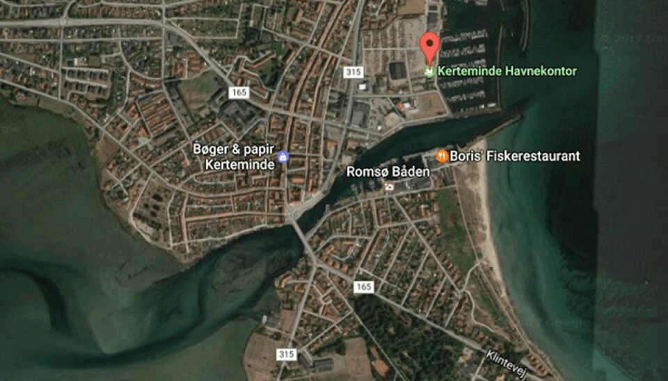 Lig fundet i vandet Fyns Politi bekræfter, at der er fundet et lig i Kerteminde Havn. Foto: Google Maps.