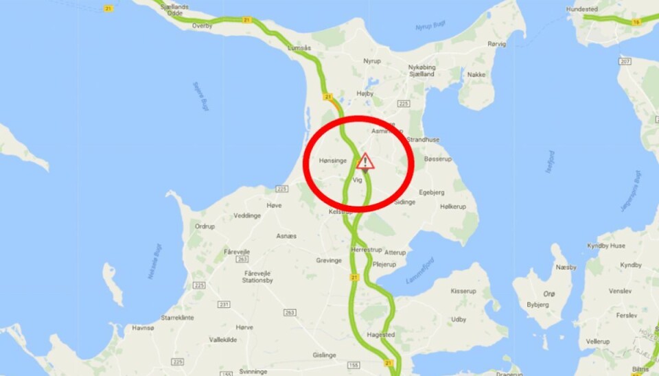 Vejdirektoratet advarede om spøgelsesbilist Pas på – spøgelsesbilist på Rute 21. Foto: Vejdirektoratet