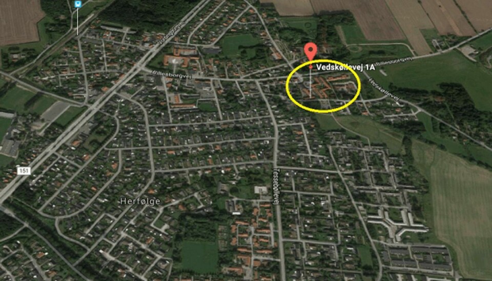 Her ligger det ældrecenter i Herfølge, hvorfra den demente mand er forsvundet. Foto: Google Maps.
