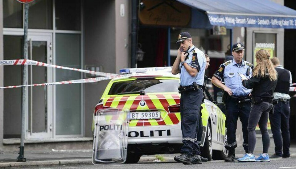 En person er skudt på Majorstua i Oslo torsdag morgen. Det første af dagens to skyderier i Oslo. Foto: Jon Olav Nesvold / Scanpix.