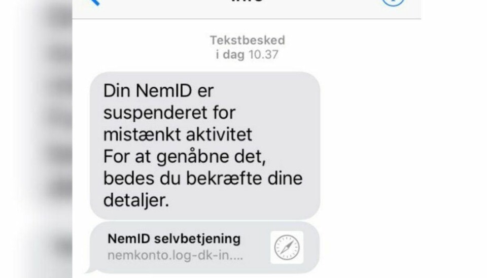 Nets deler advarsel: Du skal ignorere og slette denne svindelbesked Sådan ser den omtalte besked ud. Foto: Digitaliseringsstyrelsen.