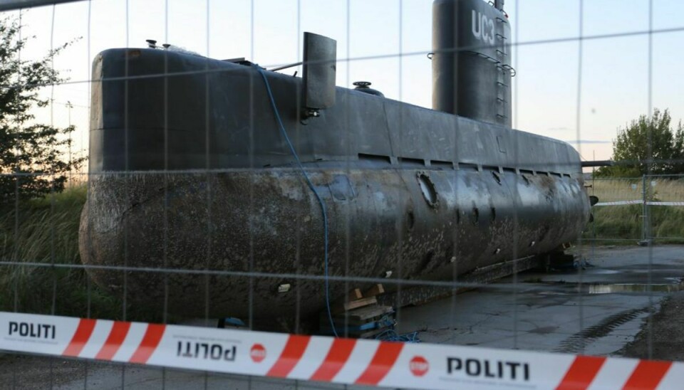 Ubåden UC3 Nautilus, som Kim Wall sejlede ud i sammen med Peter Madsen, efter den blev hævet fra havets bund. Foto: Steven Knap/Droto.dk.