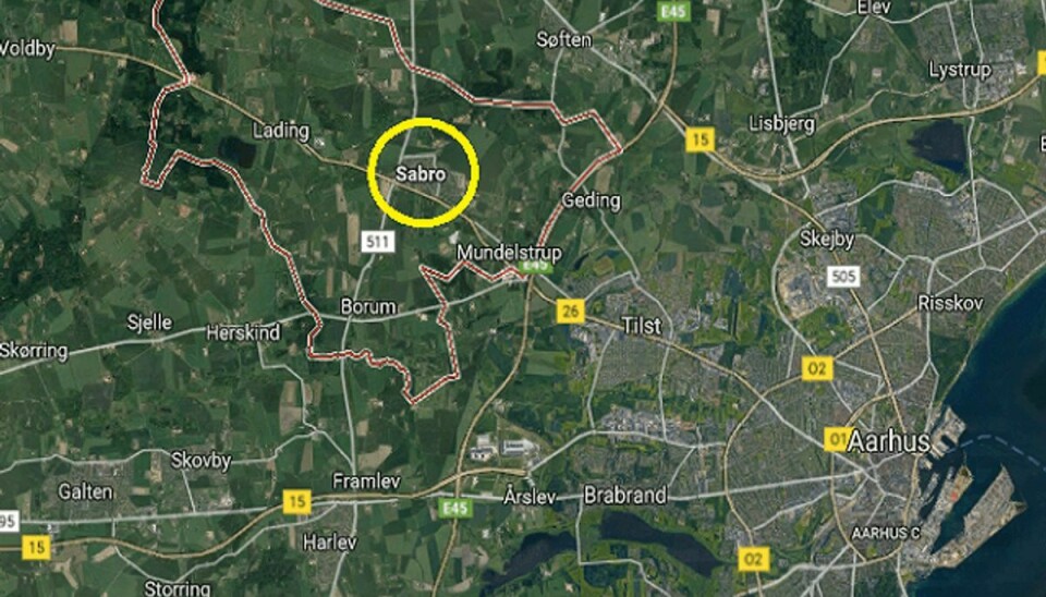Institutionen ligger i Sabro – umiddelbart nordvest for Aarhus. Foto: Google Maps.