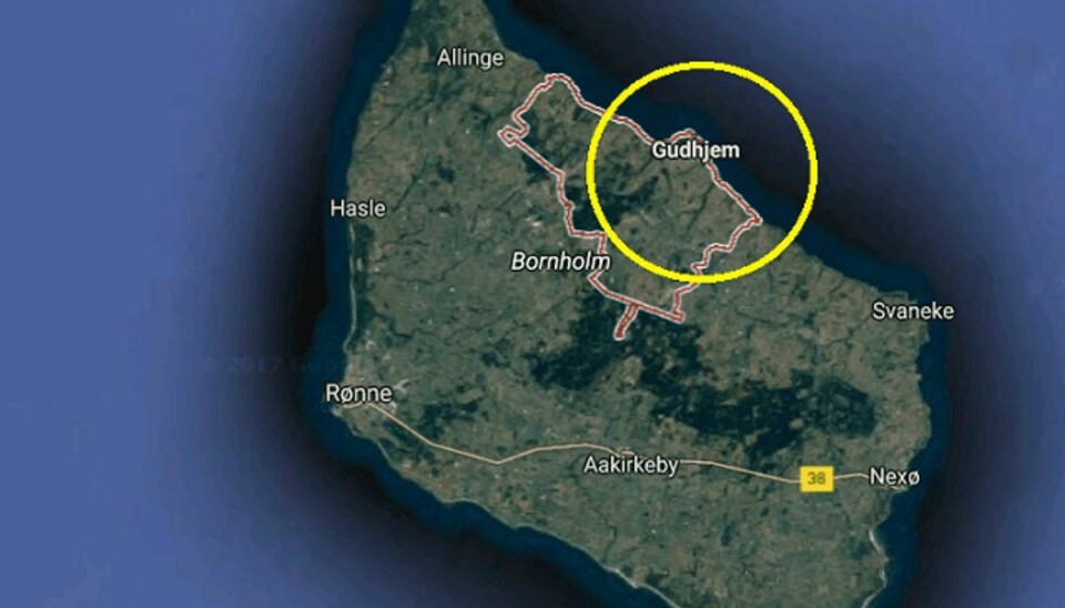 Manden druknede her ved Gudhjem på Bornholm. Foto: Google Maps.