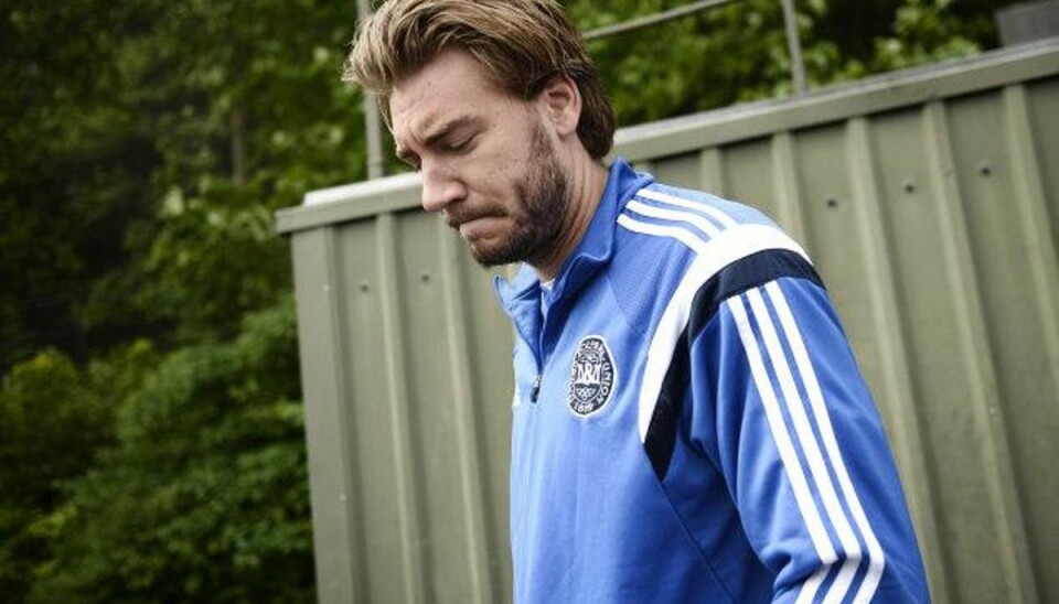 Hareide holder fortsat Bendtner ude i landsholdskulden Nicklas Bendtner trænede senest med landsholdet i maj 2016, hvor Hareide havde indlagt ekstratræninger med deltagelse af flere spillere, som ikke var udtaget til at drage mod Kirin Cup i Japan kort efter. Foto: Mathias Løvgreen Bojesen/Scanpix