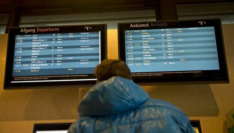 Der vil være massive forsinkelser i togtrafikken onsdag aften. Foto: Claus Fisker/Scanpix