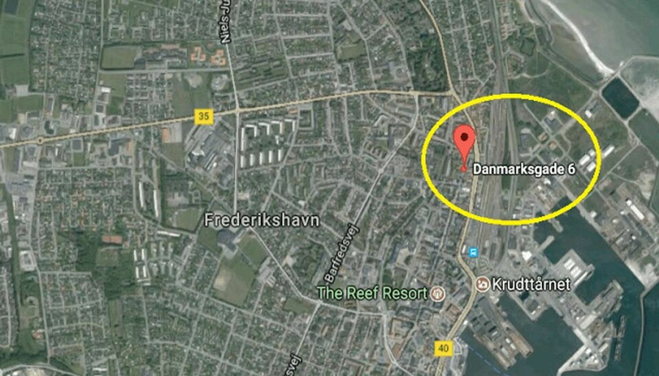 Banken ligger her i Danmarksgade. Foto: Google Maps.