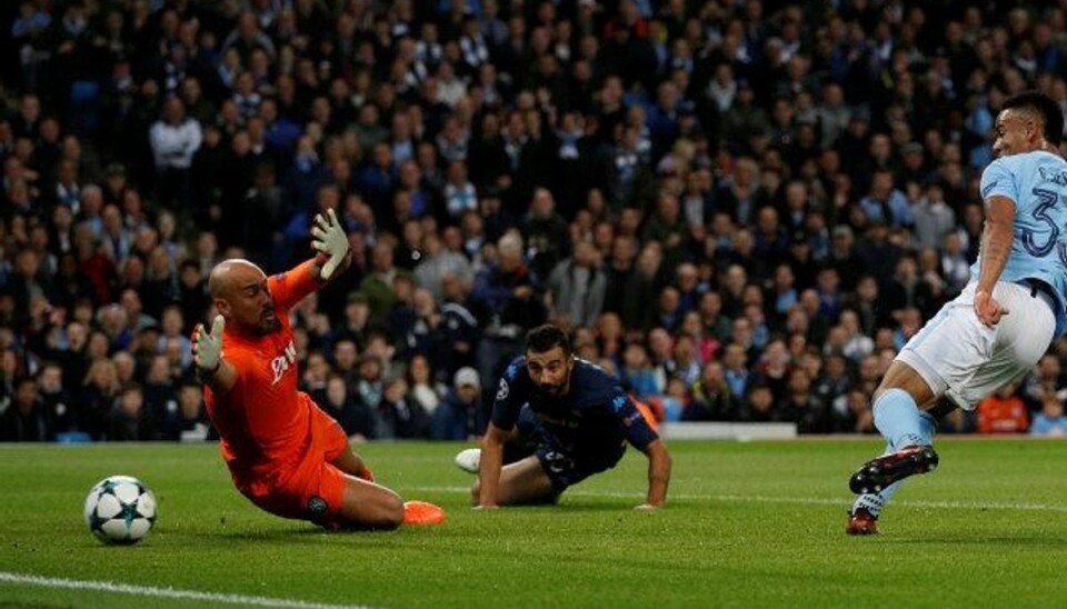 Gabriel Jesus bragte Manchester City foran med 2-0. Foto: Phil Noble/Reuters