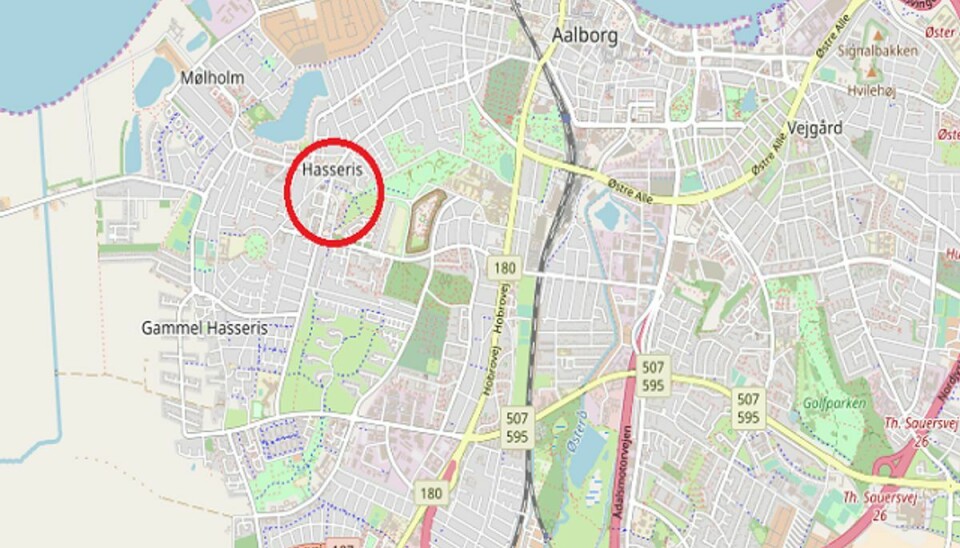 Uheldet skete her i bydelen Hasseris i Aalborg. Foto: OpenStreetMap. Uheldet skete her i bydelen Hasseris i Aalborg. Foto: OpenStreetMap.