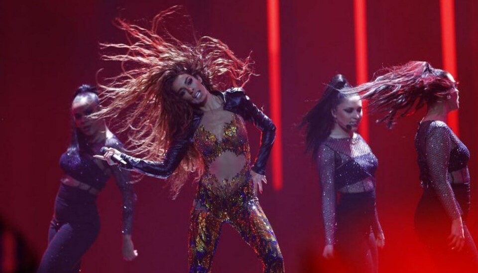Cyprus’s Eleni Foureira performs “Fuego” during the Semi-Final 1 for Eurovision Song Contest 2018 at the Altice Arena hall in Lisbon, Portugal, May 8, 2018. REUTERS/Pedro Nunes Cyprus’s Eleni Foureira performs “Fuego” during the Semi-Final 1 for Eurovision Song Contest 2018 at the Altice Arena hall in Lisbon, Portugal, May 8, 2018. REUTERS/Pedro Nunes