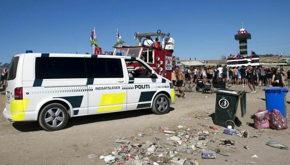Politiet på Roskilde Festival fik et alternativt udkald fredag morgen. Foto: Jens Nørgaard Larsen/Scanpix.