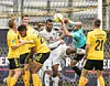 Både Horsens og Hobro fik lavet mål i kampen. Lige mange, viste det sig. Foto: Frank Cilius/Ritzau Scanpix.