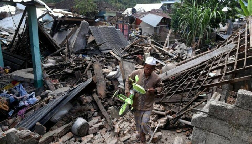 Her ses ødelæggelser på det vestlige Lombok, hvor jordskælvet ramte søndag. Foto: Antara Foto Agency/Reuters