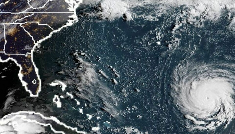 Et satellitbillede af orkanen Florence. Den har kurs mod det sydøstlige USA og ventes at ramme torsdag med voldsom kraft. Foto: Ho/AFP