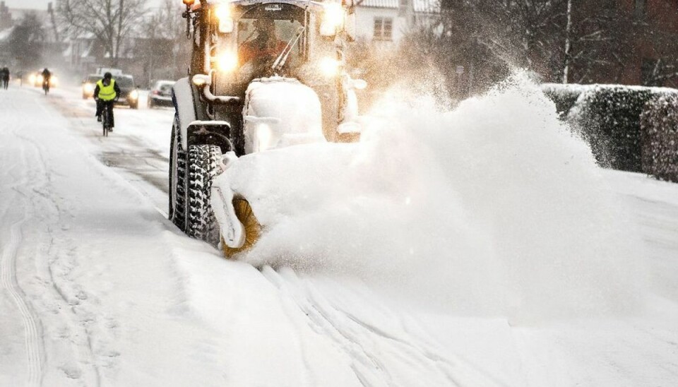 DMIs månedprognose viser, at vi kan få storm, sne og nattetemperaturer på minus 10 garder. Arkivfoto: Henning Bagger/Scanpix.