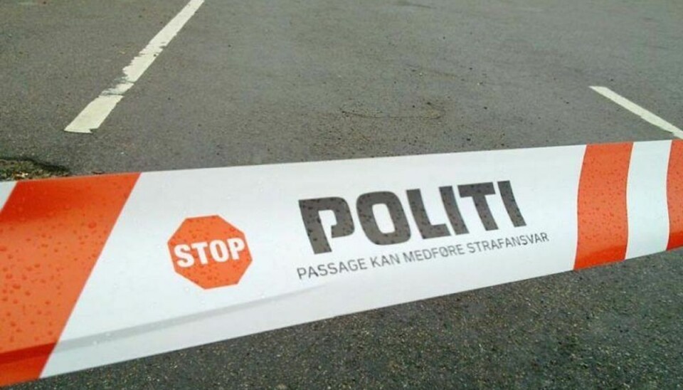 Stor politikontrol på motorvej Arkivfoto.