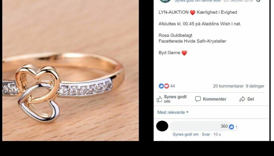 Her er et af Aladdins Wishs mange salgsopslag. Læg mærke til billedet af varen. Foto: Screenshot