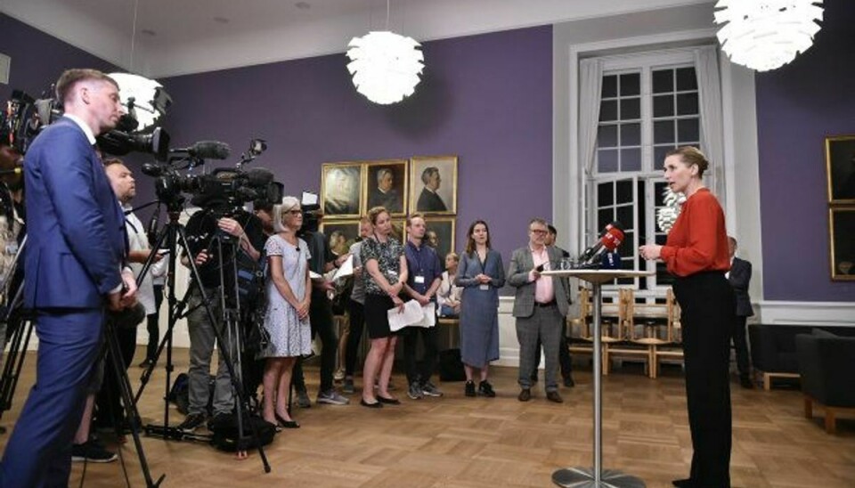 Mette Frederiksen, formand for Socialdemokratiet, holdt natten til onsdag pressemøde, efter at de røde partier var blevet enige om et nyt regeringsgrundlag. Foto: Mads Claus Rasmussen/Scanpix