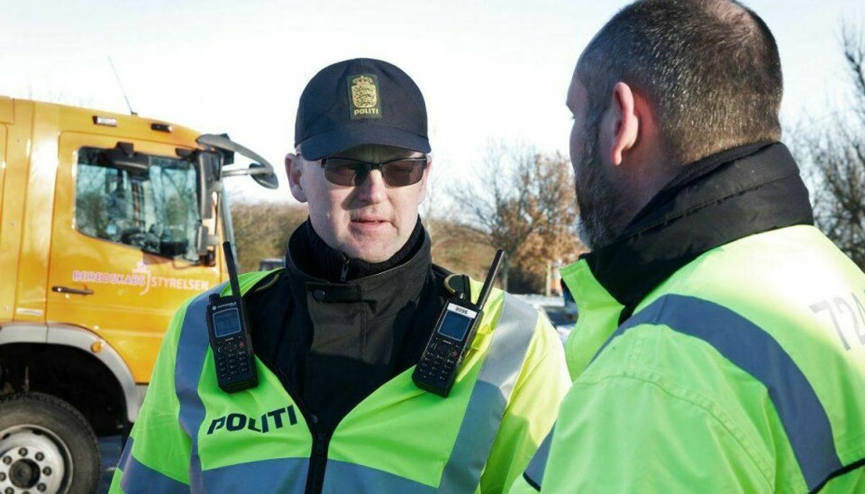 Nordjyllands Polit Tungcenter Nord deltog i en lastbilskontrol, hvor flere udenlandske lastbiler blev sigtet for ulovlig cabotagekørsel. Arkivfoto: Scanpix