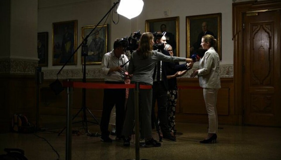 Mette Frederiksen fra Socialdemokratiet forlader dagens regeringsforhandlinger i Landstingssalen på Christiansborg, lørdag den 22. juni 2019. Foto: Philip Davali/Ritzau Scanpix Foto: Philip Davali/Scanpix