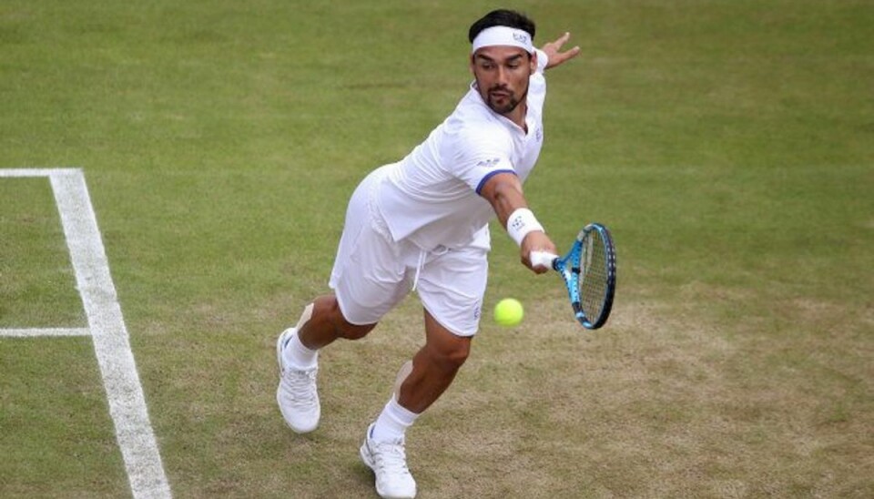 Sportsstjerne i vild bombe-snak: Her er straffen Italienske Fabio Fognini tabte i tredje runde ved Wimbledon mod amerikanske Tennys Sandgren. Foto: Carl Recine/Reuters