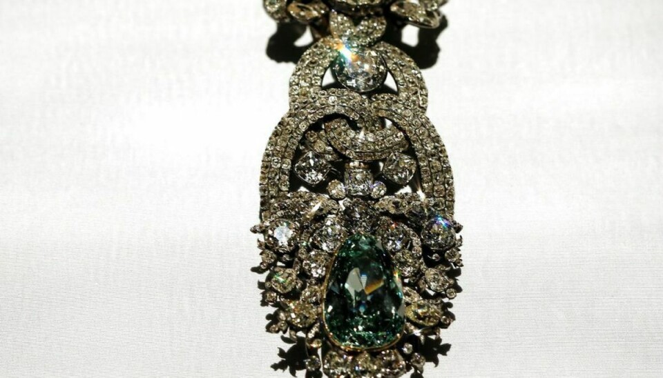 Det er blandt andet smykker som denne “Dresden Green”, der er på kunstmuseet. Det vides dog ikke om denne er blevet stjålet. Foto: Scanpix