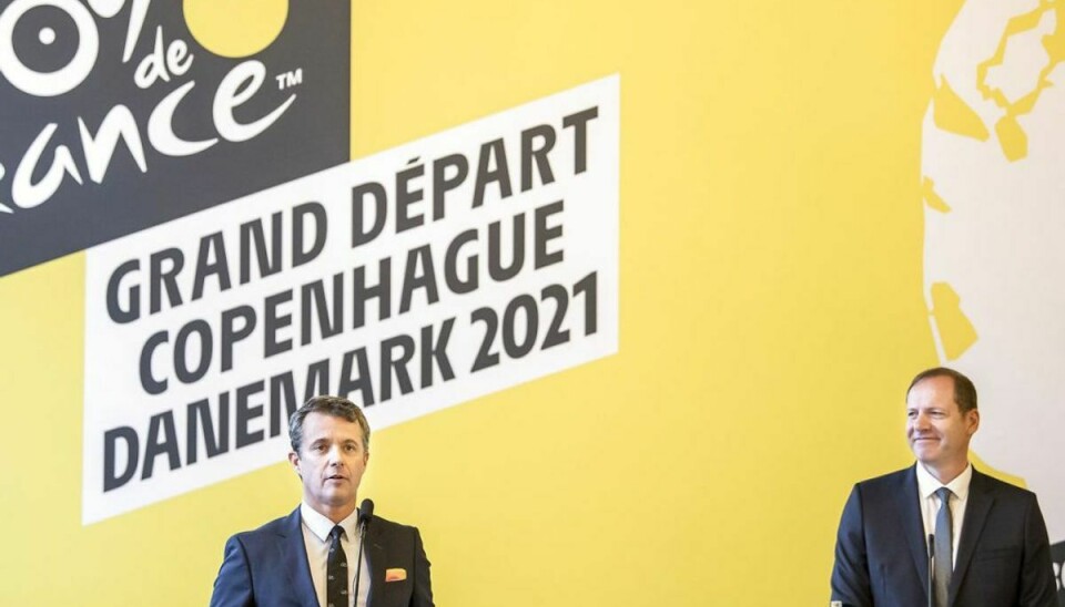 Kronprins Frederik taler under pressemøde om Tour de France på Københavns Rådhus, torsdag den 21. februar 2019. Kronprins Frederik er også til stede. Tour de France har meddelt, at cykelløbet i 2021 starter i Danmark.