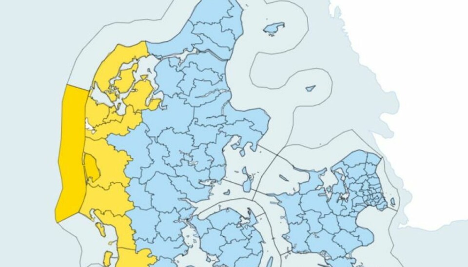 Der er udsigt til voldsomt vejr, risiko for voldsomt vejr og udsigt til forhøjet vandstand. Foto: DMI.