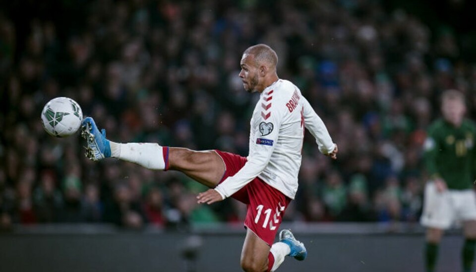 Medier: Barca byder på dansk landsholdsstjerne Martin Braithwaite scorede til 1-0 for Danmark under EM-kvalifikationskampen på Aviva Stadium i Dublin mandag den 18. november 2019. Foto: Liselotte Sabroe/Scanpix