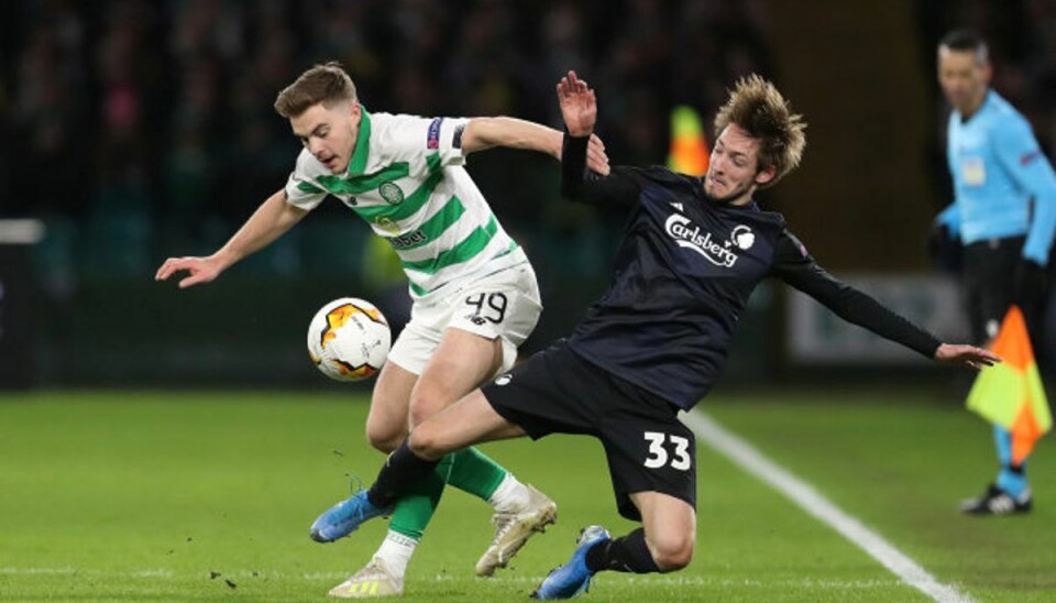 Vildt resultat: FCK vinder og er videre Rasmus Falk og FC København triumferede mod Celtic i Glasgow torsdag aften i returkampen i 16.-delsfinalen i Europa League. Foto: Russell Cheyne/Reuters