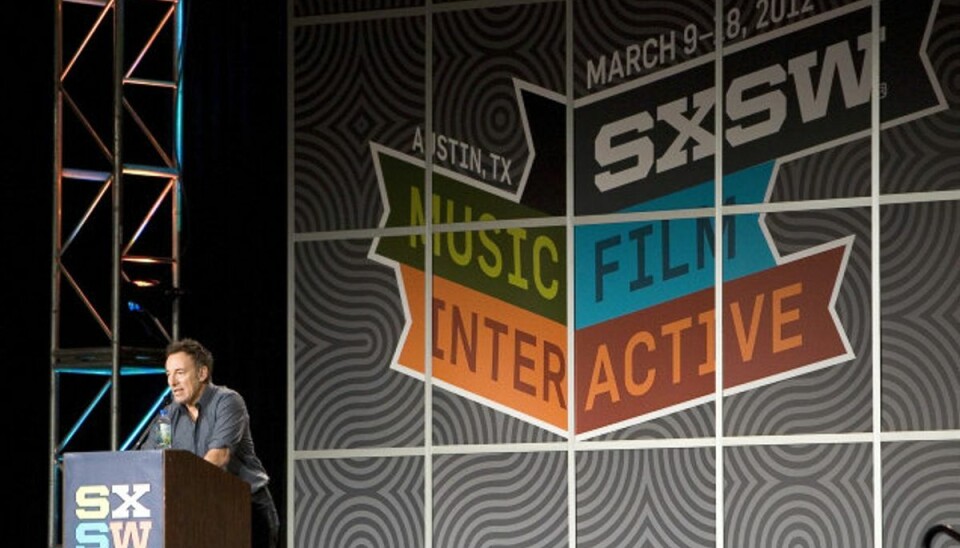 Her ses Bruce Springsteen under en tale ved festivalen South By Southwest (SXSW) i Austin, Texas, i 2012. Foto: Julia Robinson/Reuters Her ses Bruce Springsteen under en tale ved festivalen South By Southwest (SXSW) i Austin, Texas, i 2012. Foto: Julia Robinson/Reuters