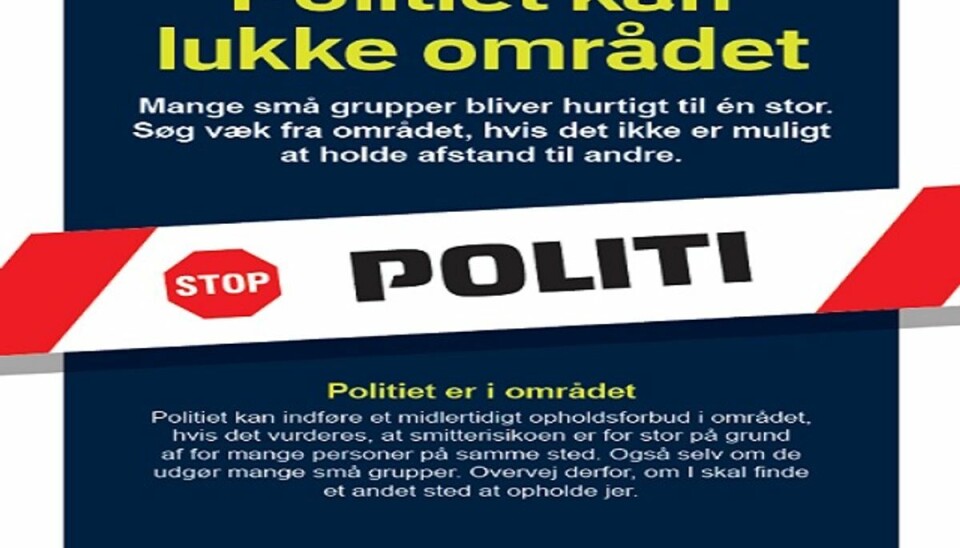 14 var samlet – fire stak af – 10 fik bøder 10 blev natten til søndag sigtet for ikke at overholde forsamlingsforbuddet. Foto: Politiet.