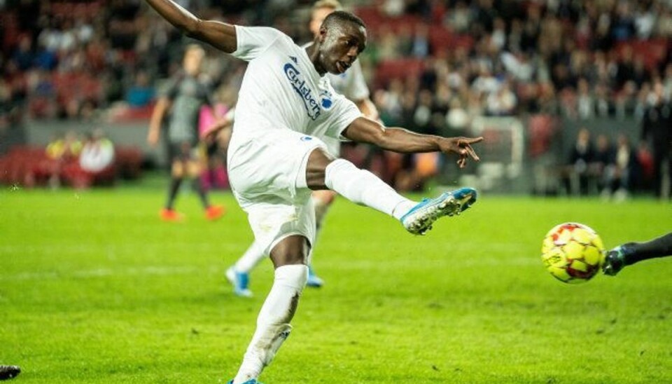 FCK-angriber kan blive en af verdens bedste FC Københavns Mohamed Daramy udpeges af britisk avis til en sin årgangs største talenter. Foto er fra Europa League kvalifikationskampen mellem FC København og Riga FC i august. Kampen endte 3-1, og Daramy scorede sit første mål i en europæisk kamp. Foto: Niels Christian Vilmann/Scanpix