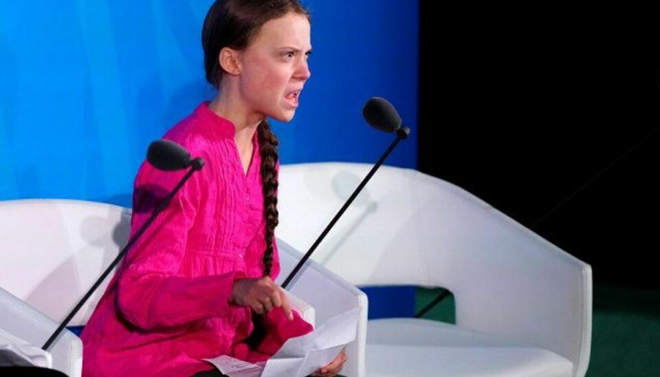 16-årige Greta Thunberg holdt en følelsesladet tale ved åbningen af FN’s klimatopmøde i New York den 23. september. (Arkivfoto) Foto: Carlo Allegri/Reuters