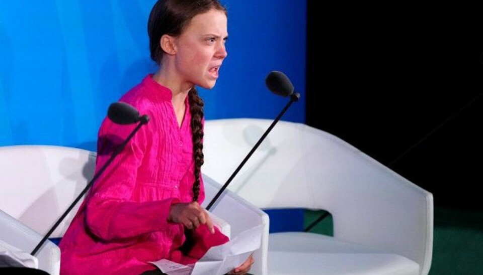 16-årige Greta Thunberg holdt en følelsesladet tale ved åbningen af FN’s klimatopmøde i New York den 23. september. (Arkivfoto) Foto: Carlo Allegri/Reuters