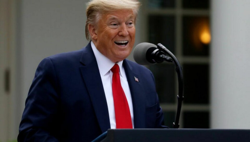 USA’s præsident, Donald Trumo, holdt sin daglige pressebriefing om coronasituationen i Rosenhaven i Det Hvide Hus natten til onsdag dansk tid. Foto: Leah Millis/Reuters