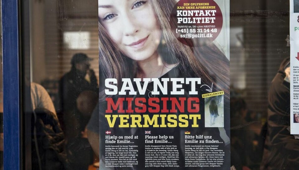 Den dengang 17-årige Emilie Meng blev efterlyst. Foto: Scanpix