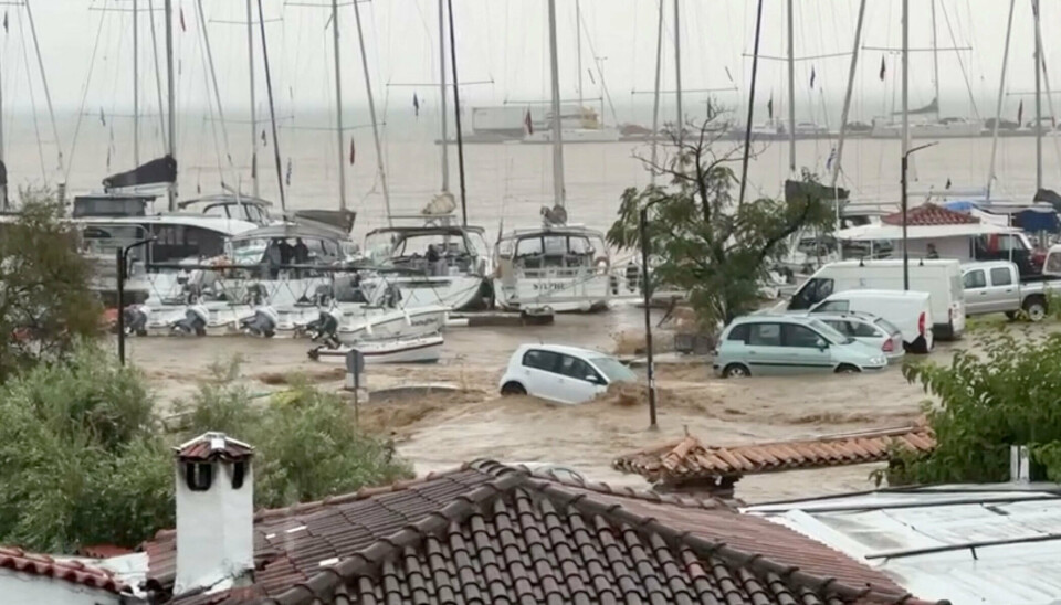 Der er faldet store mængder regn på den græske ø Skiathos siden mandag.
